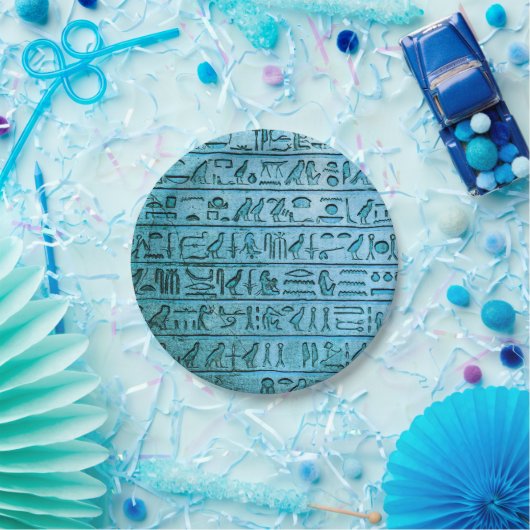Alte ägyptische Hieroglyphen Blue Paper Teller (Party)