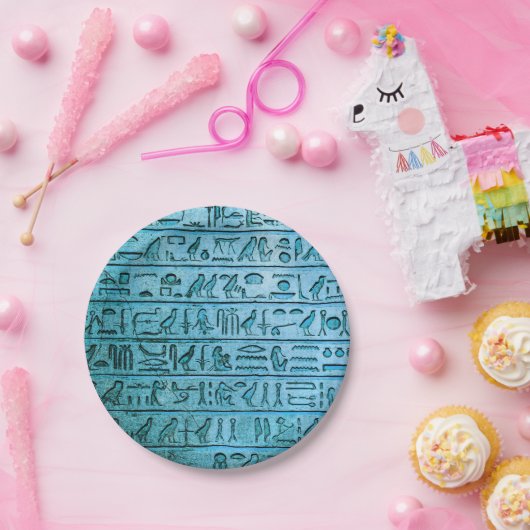 Alte ägyptische Hieroglyphen Blue Paper Teller (Party)