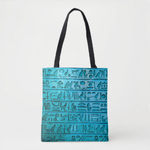 Alte ägyptische Hieroglyphen Blue Tote Bag Tasche