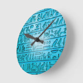 Alte ägyptische Hieroglyphen Blue Wall Clock Runde Wanduhr (Winkel)