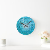 Alte ägyptische Hieroglyphen Blue Wall Clock Runde Wanduhr (Zuhause)