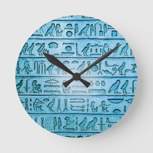 Alte ägyptische Hieroglyphen Blue Wall Clock Runde Wanduhr (Vorderseite)