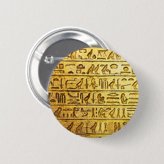 Alte ägyptische Hieroglyphen gelb Button (Vorne & Hinten)