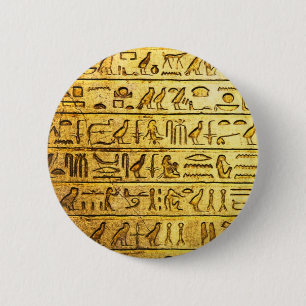 Alte ägyptische Hieroglyphen gelb Button
