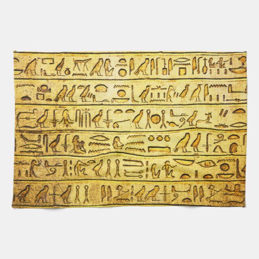 Alte ägyptische Hieroglyphen gelb Handtuch (Horizontal)