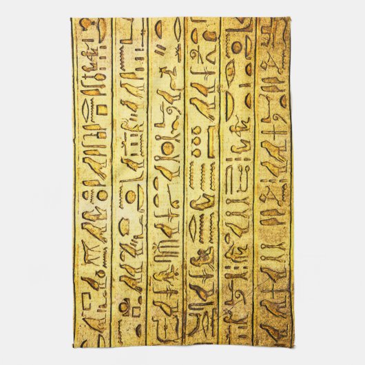 Alte ägyptische Hieroglyphen gelb Handtuch (Vertikal)