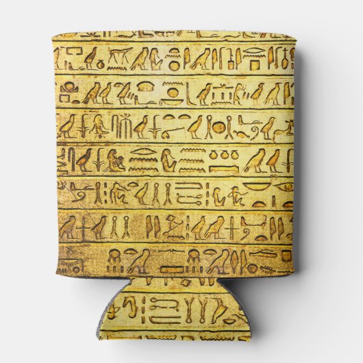 Alte ägyptische Hieroglyphen Gelb kann kälter werd Dosenkühler (Rückseite)