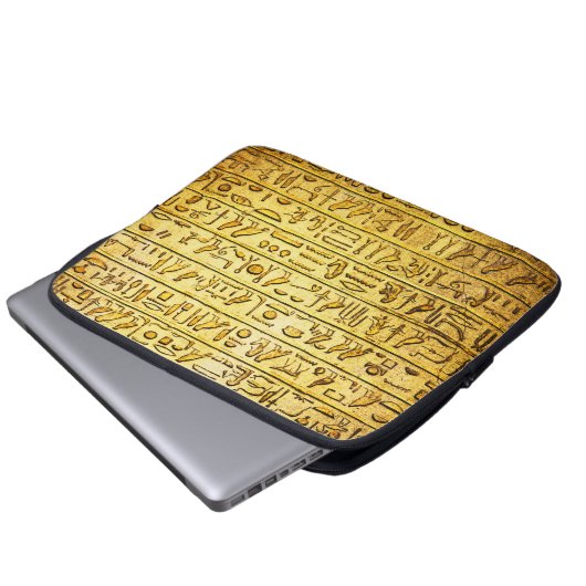 Alte ägyptische Hieroglyphen gelb Laptopschutzhülle (Vorne Knopf)