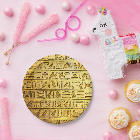 Alte ägyptische Hieroglyphen Gelb Paper Teller (Party)