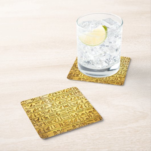 Alte ägyptische Hieroglyphen gelb Rechteckiger Pappuntersetzer (Vor Ort)