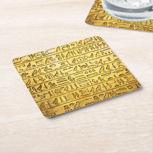 Alte ägyptische Hieroglyphen gelb Rechteckiger Pappuntersetzer (angewinkelt)