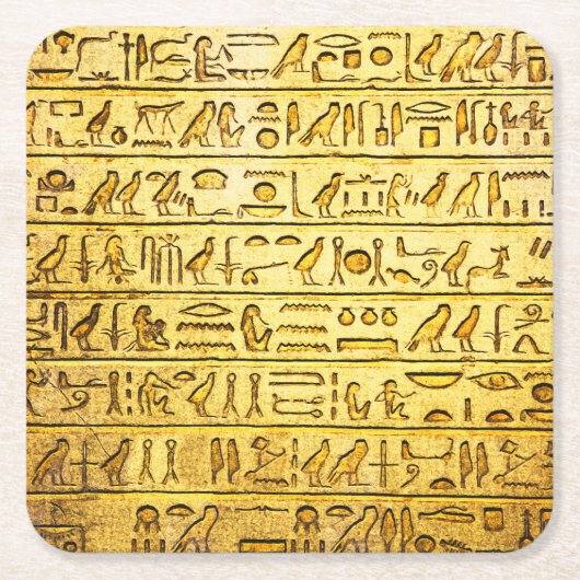 Alte ägyptische Hieroglyphen gelb Rechteckiger Pappuntersetzer (Vorderseite)