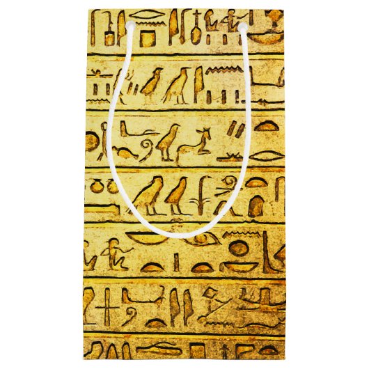 Alte ägyptische Hieroglyphen Gelbe Geschenktasche Kleine Geschenktüte (Vorderseite)