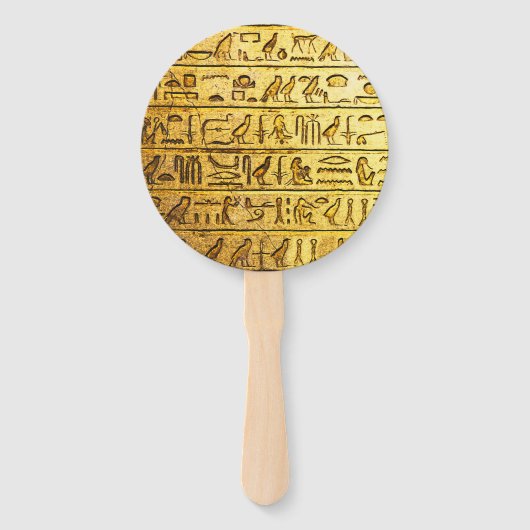 Alte ägyptische Hieroglyphen Gelbe Hand Fan Fächer (Vorderseite)