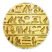 Alte ägyptische Hieroglyphen Gelbe Keramik Knochen Keramikknauf (Vorderseite)