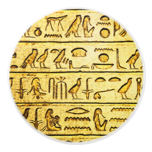 Alte ägyptische Hieroglyphen Gelbe Keramik Knochen Keramikknauf (Vorderseite)