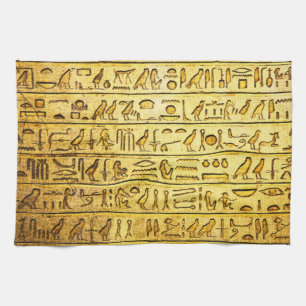 Alte ägyptische Hieroglyphen Gelbe Küchentücher