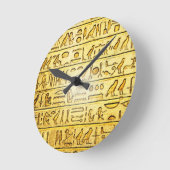 Alte ägyptische Hieroglyphen-Gelbe Wall-Uhr Runde Wanduhr (Winkel)