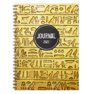 Alte ägyptische Hieroglyphen - Gelbes Notebook Notizblock