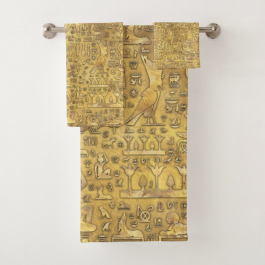 Alte ägyptische Hieroglyphen Gold Badhandtuch Set (Insitu)