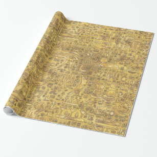 Alte ägyptische Hieroglyphen Gold Geschenkpapier