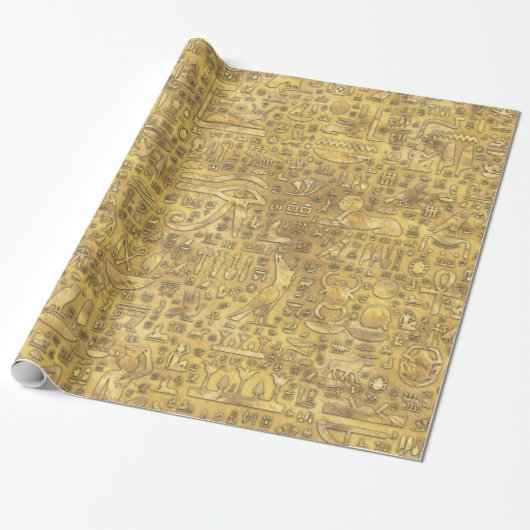 Alte ägyptische Hieroglyphen Gold Geschenkpapier (Ungerollt)