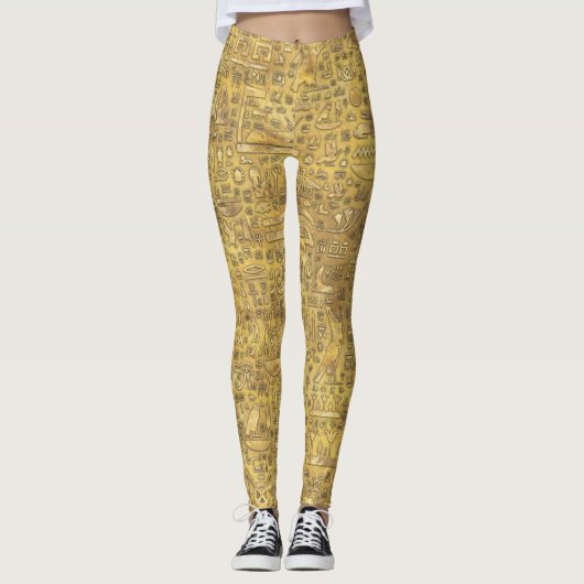 Alte ägyptische Hieroglyphen Gold Leggings (Vorderseite)