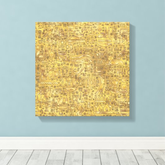 Alte ägyptische Hieroglyphen Gold Leinwanddruck (Insitu (Holzboden))