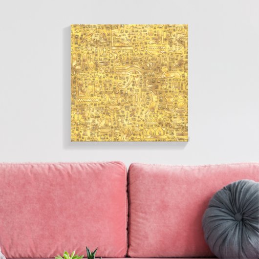 Alte ägyptische Hieroglyphen Gold Leinwanddruck (Insitu (Wohnzimmer))