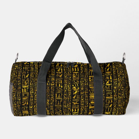 Alte ägyptische Hieroglyphen, Gold und Schwarz Duffle Bag (Rückseite)
