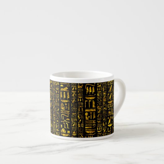 Alte ägyptische Hieroglyphen, Gold und Schwarz Espressotasse (Vorderseite Rechts)