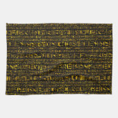 Alte ägyptische Hieroglyphen, Gold und Schwarz Geschirrtuch (Horizontal)