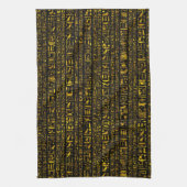 Alte ägyptische Hieroglyphen, Gold und Schwarz Geschirrtuch (Vertikal)