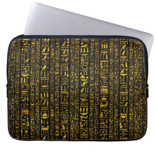 Alte ägyptische Hieroglyphen, Gold und Schwarz Laptopschutzhülle