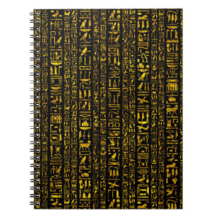 Alte ägyptische Hieroglyphen, Gold und Schwarz Notizblock
