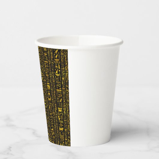 Alte ägyptische Hieroglyphen, Gold und Schwarz Pappbecher (Links)