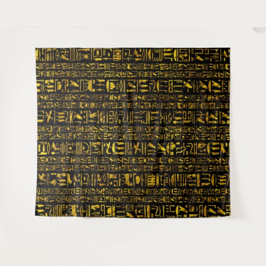 Alte ägyptische Hieroglyphen, Gold und Schwarz Wandteppich (Vorderseite (Horizontal))