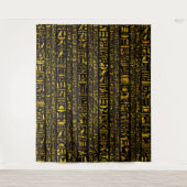 Alte ägyptische Hieroglyphen, Gold und Schwarz Wandteppich (Vorderseite)