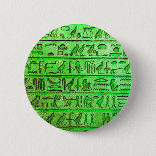 Alte ägyptische Hieroglyphen grün Button
