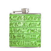 Alte ägyptische Hieroglyphen grün Flachmann (Vorderseite)