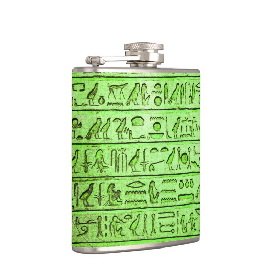 Alte ägyptische Hieroglyphen grün Flachmann (Rechts)