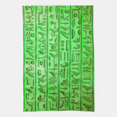 Alte ägyptische Hieroglyphen grün Geschirrtuch (Vertikal)