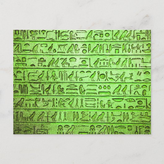 Alte ägyptische Hieroglyphen grün Postkarte (Vorderseite)