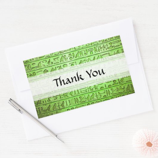 Alte ägyptische Hieroglyphen grün Rechteckiger Aufkleber (Umschlag)