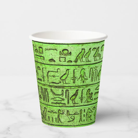 Alte ägyptische Hieroglyphen-Grünbuch-Cup Pappbecher (Vorderseite)