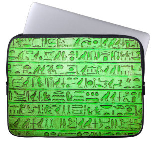 Alte ägyptische Hieroglyphen Grüner Laptop-Sieb Laptopschutzhülle