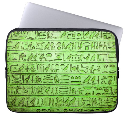 Alte ägyptische Hieroglyphen Grüner Laptop-Sieb Laptopschutzhülle (Vorderseite)