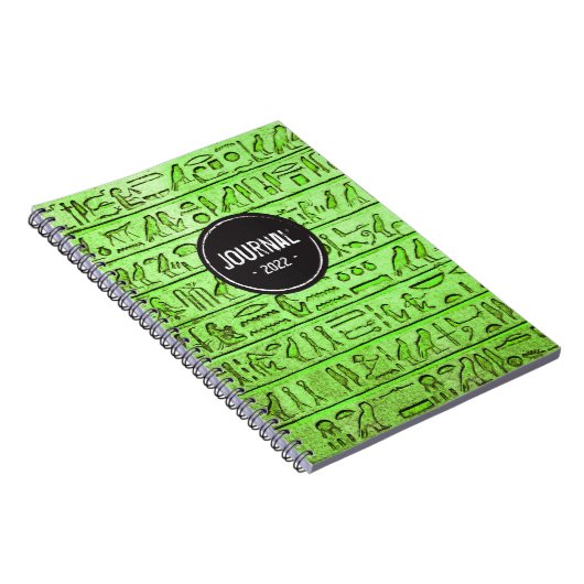 Alte ägyptische Hieroglyphen - Grünes Notebook Notizblock (Rechte Seite)