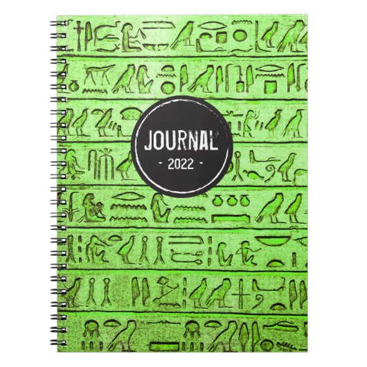 Alte ägyptische Hieroglyphen - Grünes Notebook Notizblock (Vorderseite)