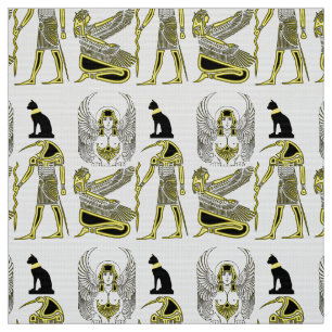 Alte ägyptische Hieroglyphen in Schwarz und Gelb Stoff